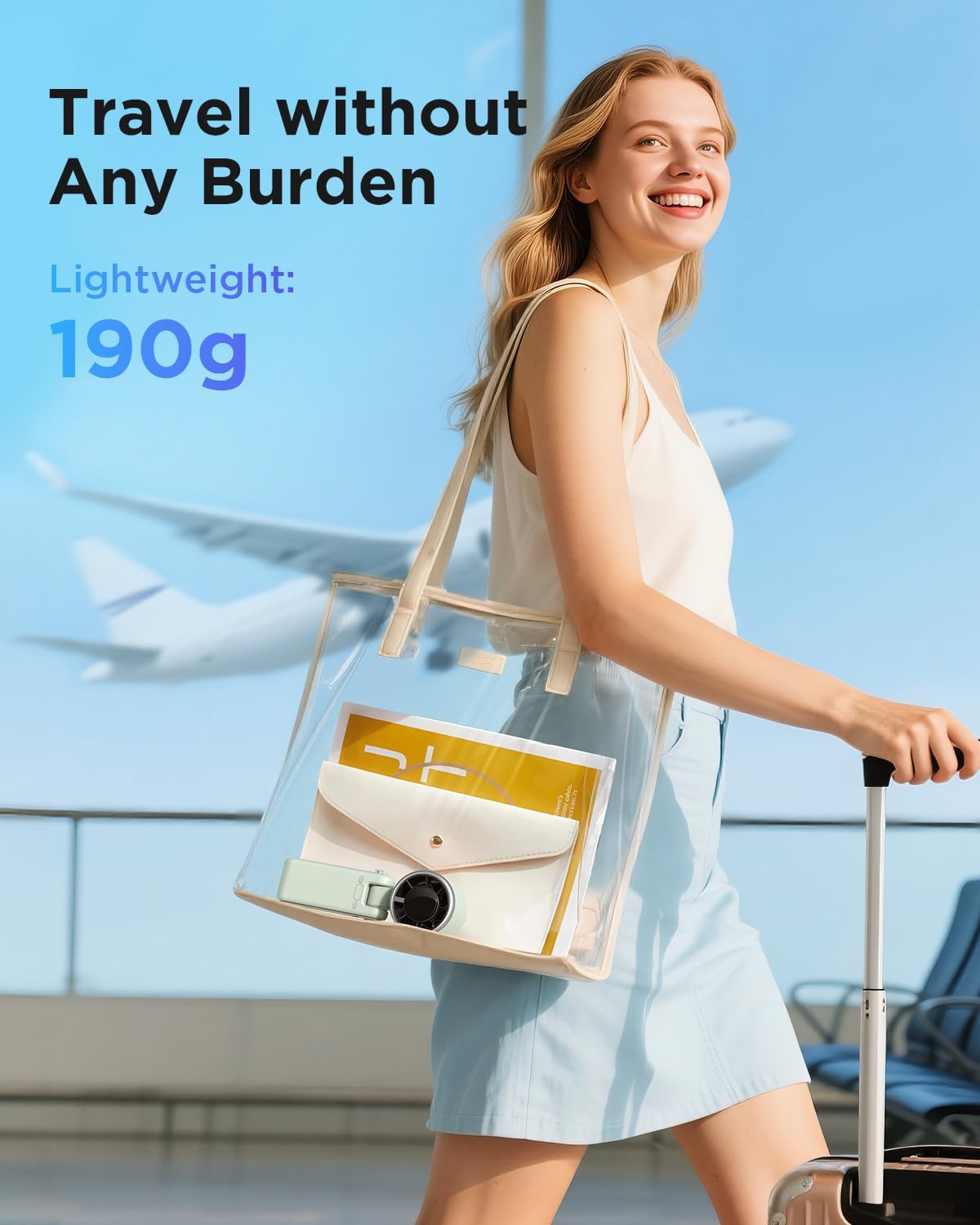 EasyAcc Portable Handheld Fan,Turbo Fan Powerful 5 Speeds 4000mAh Battery Capacity 180°Foldable USB-C Rechargeable Personal Pocket Hand Held Fan for Travel/Outdoor/Home/Office
