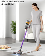 Cordless Vacuum Cleaner 580W 48KPa, 60Min Runtime, Wall-Mounted Rechargeable Upright Vacuum with Touch Screen for Pet Hair & Floors