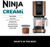 CREAMi Ice Cream & Frozen Dessert Maker – 1.4L Capacity – 7 Preset Programs – Gelato, Sorbet, Smoothie Bowls & Milkshakes – Black & Copper