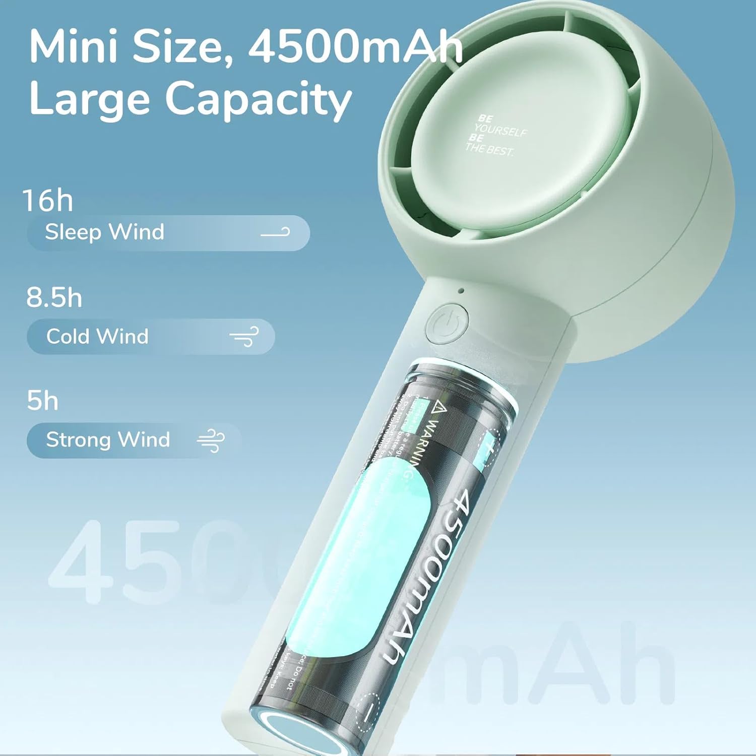 JISULIFE Mini Portable Handheld Fan – 5 Speeds, USB Rechargeable