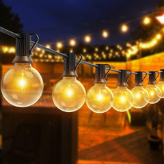 Romwish Outdoor Festoon Lights - 30M Mains Powered String Lights with 50+2 Plastic Bulbs | Ideal for Pergola, Patio, Garden, and Wedding Decorations