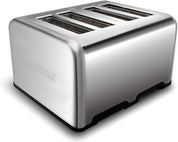 4 Slice Stainless Steel Toaster with Extra-Wide Slots, 6 Browning Settings, Defrost, Reheat & Cancel Functions