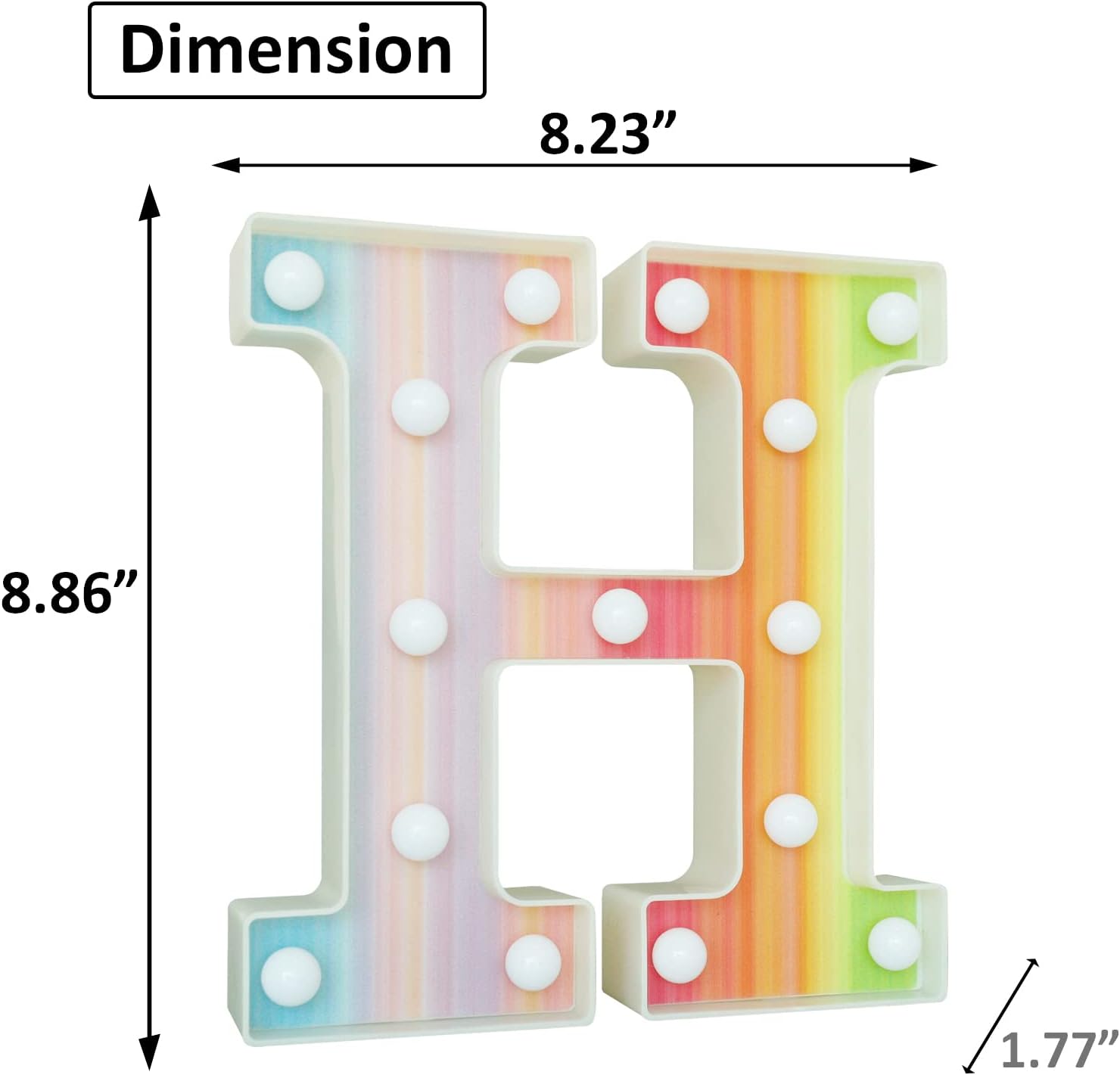 Rainbow LED Marquee Letter H – Color Changing Night Light