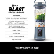 Blast Portable Blender 530ml – Cordless Rechargeable Mini Blender with Leakproof Lid, Blends Ice, Frozen Fruit & Shakes