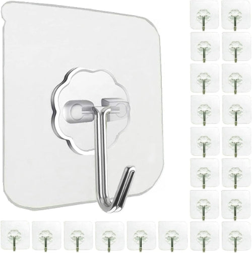 Jiaweixiang 24-Pack Heavy Duty Adhesive Hooks – 33lb Max, Waterproof Wall Hooks