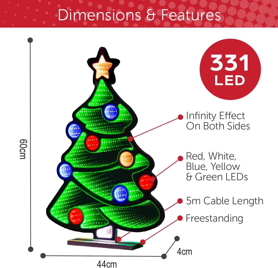 Christmas tree light with 5m lead wire