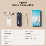 Handheld Mini Fan, USB Rechargeable 3 IN 1 Portable Fans with Power Bank, Flashlight, Small Foldable Pocket Design for Travel & Concerts, Emergency Essentials for Outdoor, Gifts for Women (Navy Blue)