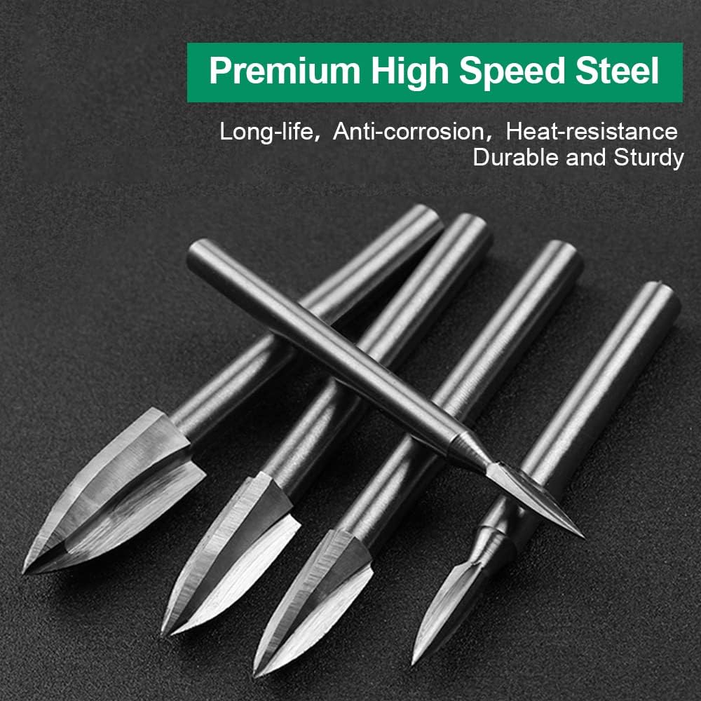 Dremel Rotary Tool Wood Carving Bits 5PCS 1/8” Shank