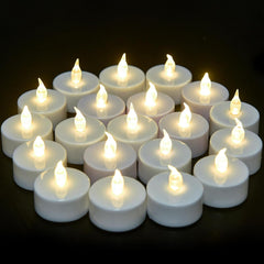 Candles:24pack Realistic LED Flickering Operated Tea Lights Steady Battery Tealights Long Lasting Electric Fake Candles Decoration for Party and Gifts Ideas