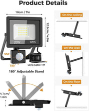 20W Motion Sensor Outdoor Security Light, IP65 PIR LED Floodlight