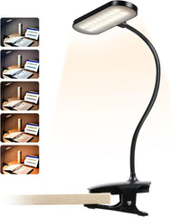 Clip on Reading Light for Bed, Rechargeable Battery Reading Light, 5 Color 5 Brightness & Touch Control Headboard Lamp, Large Clamp Desk Light with Flexible Neck, Eye Protect Bedside Book Light