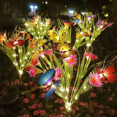 Solar Lights Outdoor Garden, Solar Butterflies and 14 Daisies Solar Flower Lights, Garden Stake Solar Landscape Lighting for Yard, Lawn, Patio, Garden, and Pathway Decoration (White)