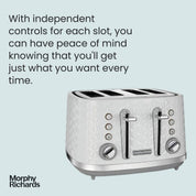 Vector 4 Slice Toaster – High Gloss Geometric Design, Variable Browning, Defrost & Reheat Functions, Removable Crumb Tray, White