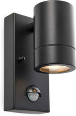 PIR Outdoor Security Lights, Matt Black, Motion Sensor, IP44 Rated, 7W LED GU10 Lamp (Not Included)