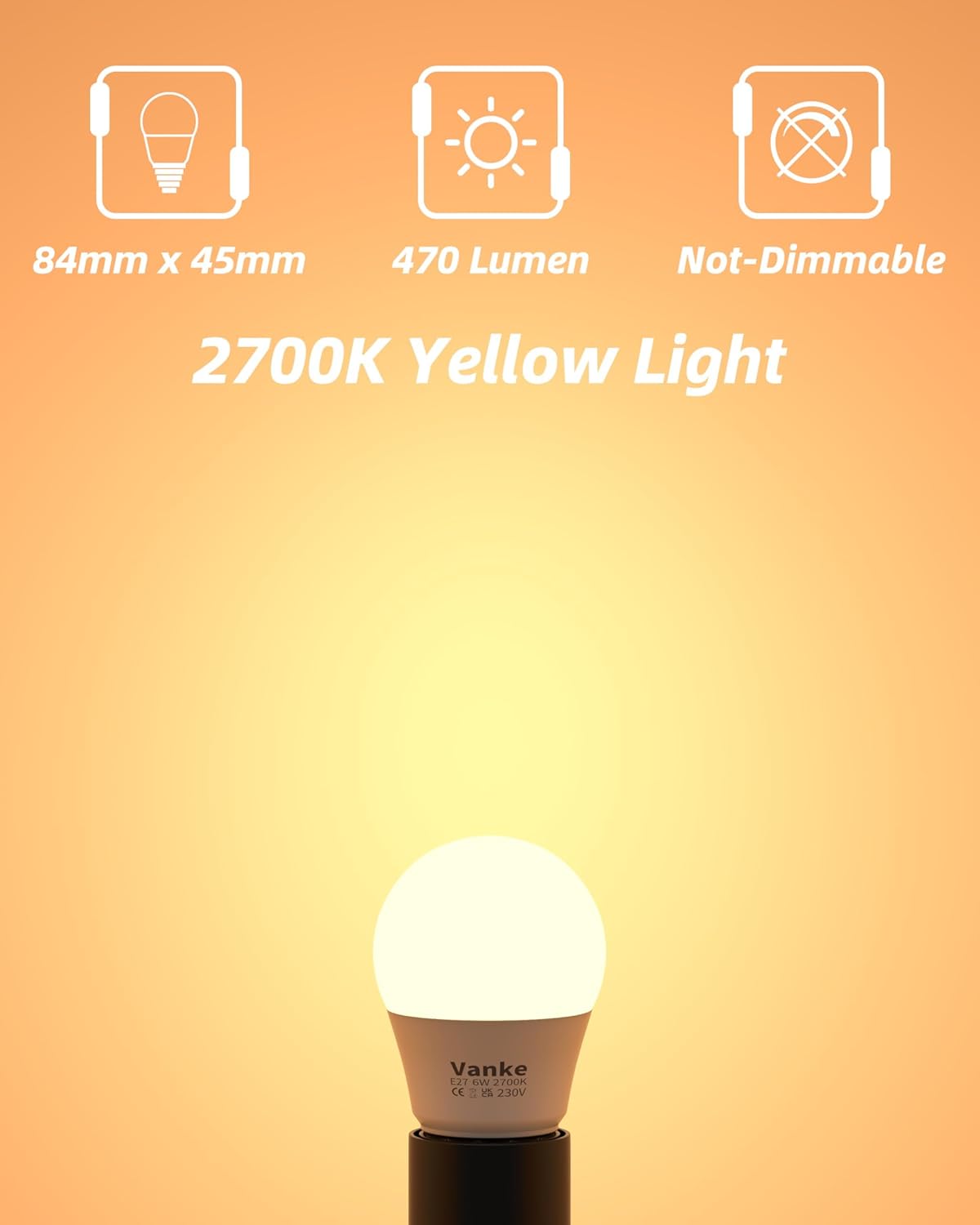 E27 LED Golf Ball Bulb 6W Warm White 2700K 6-Pack