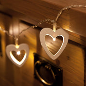 Warm White Wooden Heart USB String Lights, 3m Indoor Fairy Lights for Romantic & Event Décor