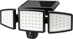 1200LM Solar Security Lights, Motion Sensor, 360° Adjustable Heads, IP65 Waterproof