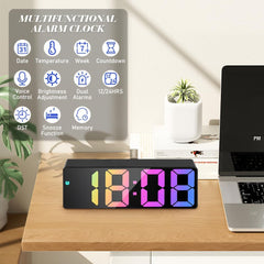 LED Digital Alarm Clock – Large Display, Snooze, Temperature, Date, Brightness Adjustable