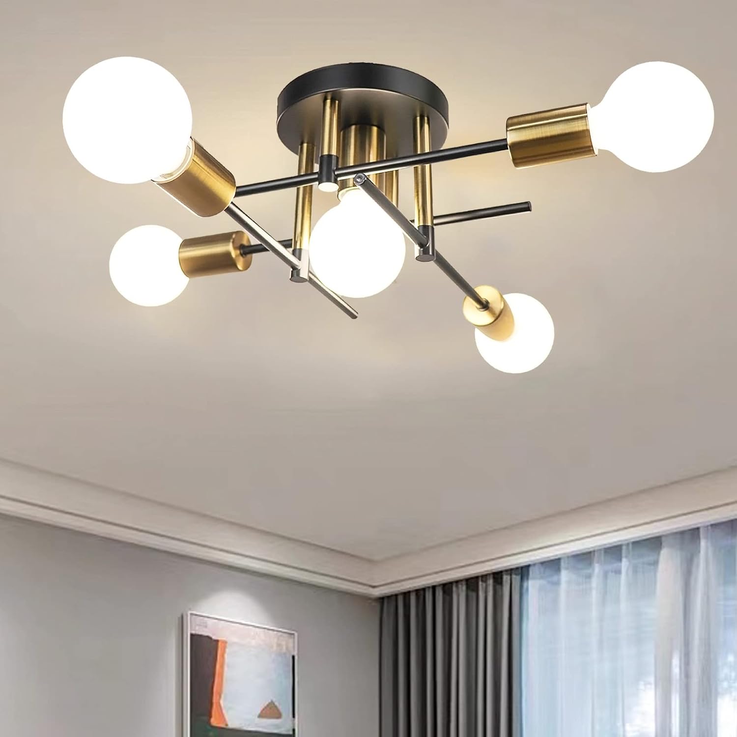 5-Light Industrial Vintage Chandelier – Modern Ceiling Fixture for Bedrooms, Kitchens, Dining Rooms, Lofts, and Offices