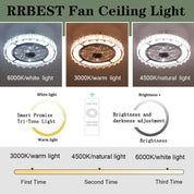 Invisible Ceiling Fan Light with Remote Control - 50cm LED Silent Fan