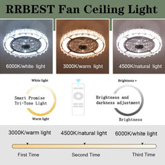 Invisible Ceiling Fan Light with Remote Control - 50cm LED Silent Fan