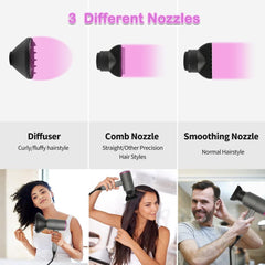 Professional Ionic Hair Dryer – Powerful AC Motor, Fast Drying with 2 Speed 3 Heat Settings, Cool Shot, Diffuser & 2 Nozzles
