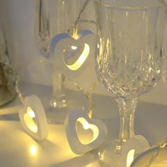 Wooden Heart LED Fairy String Lights, 59 Inch Battery Operated Decorative Lighting for Bedroom, Wedding & Home Décor