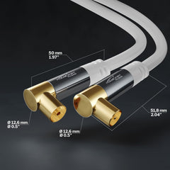 4K TV Aerial Coaxial Cable 90° Angled 5m
