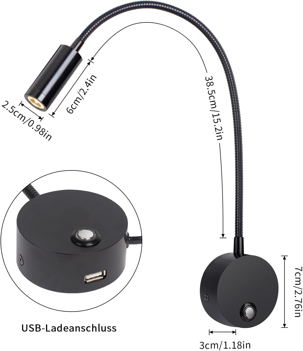 Bedroom wall reading light dimmable