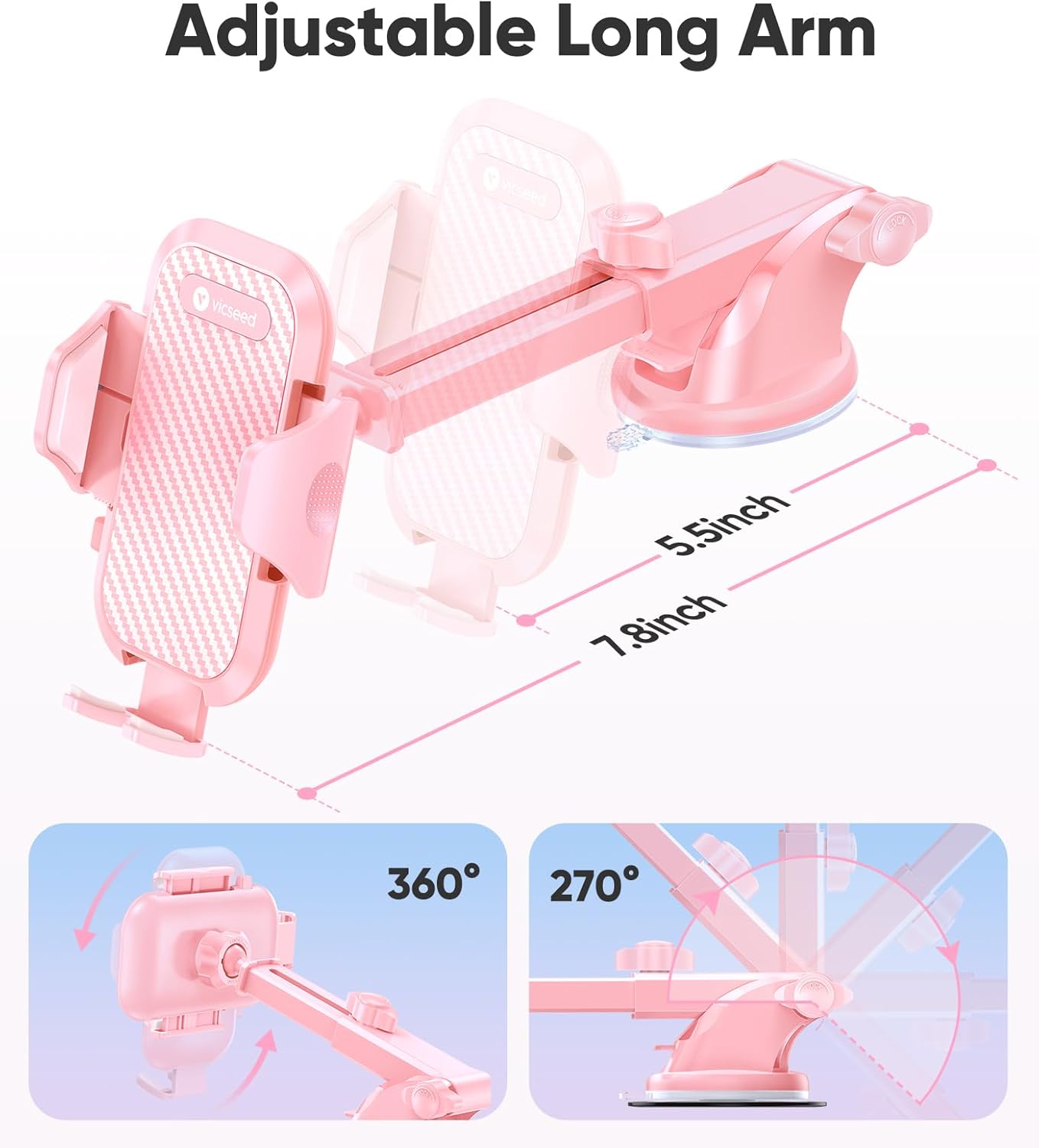 Rally Racing-Grade 3-in-1 Car Phone Holder Pink