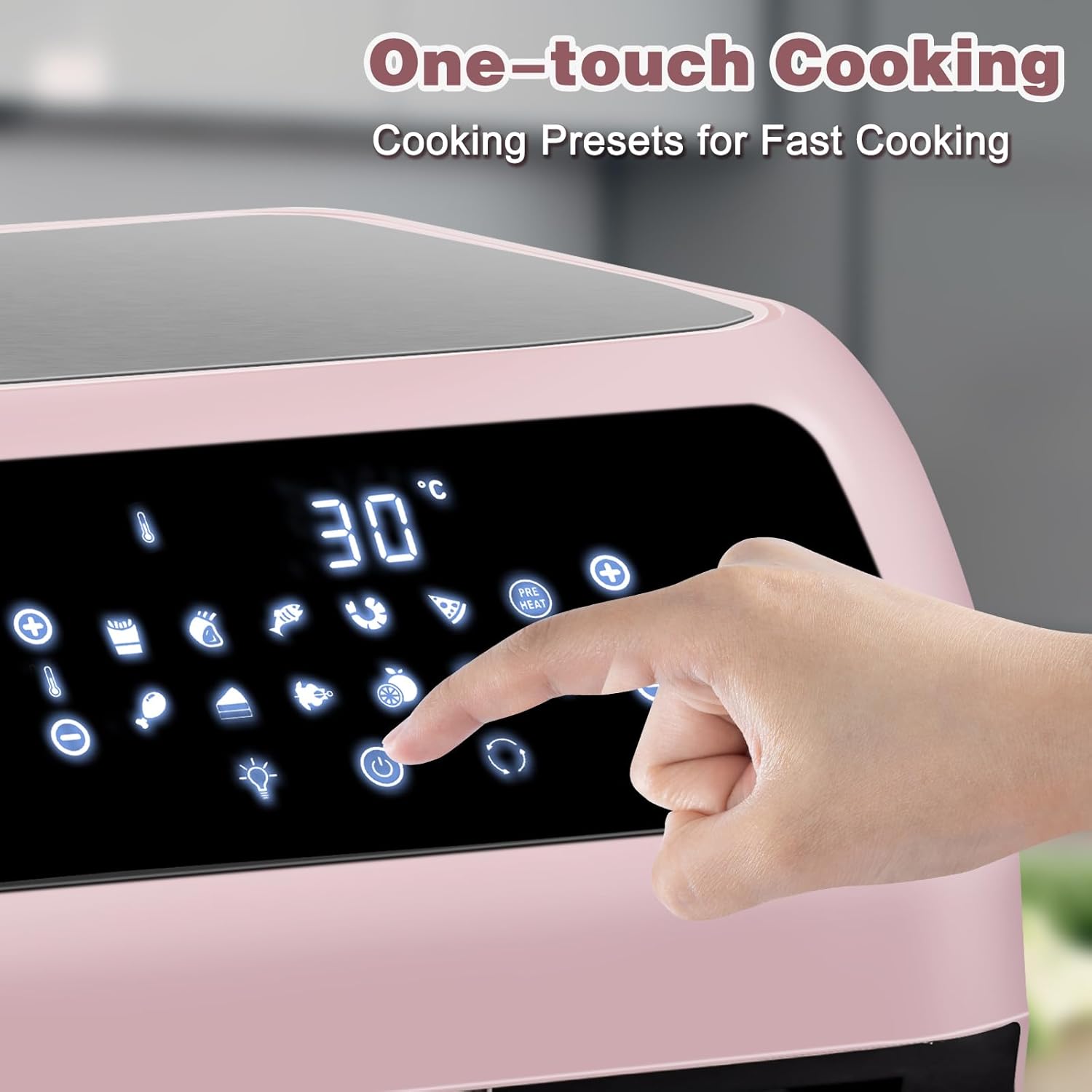 12L Air Fryer Oven with Rotisserie – 12 Presets, 1800W, 90-Min Timer, Oil-Free Cooking, 6 Accessories, Pink
