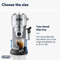 De’Longhi Dedica EC685M Traditional Pump Espresso Machine – Silver | Coffee & Cappuccino Maker, 15 Bar Pressure