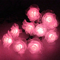 6M 30LED Rose Flower Fairy Lights Flower Solar String Lights Outdoor Waterproof (Pink)