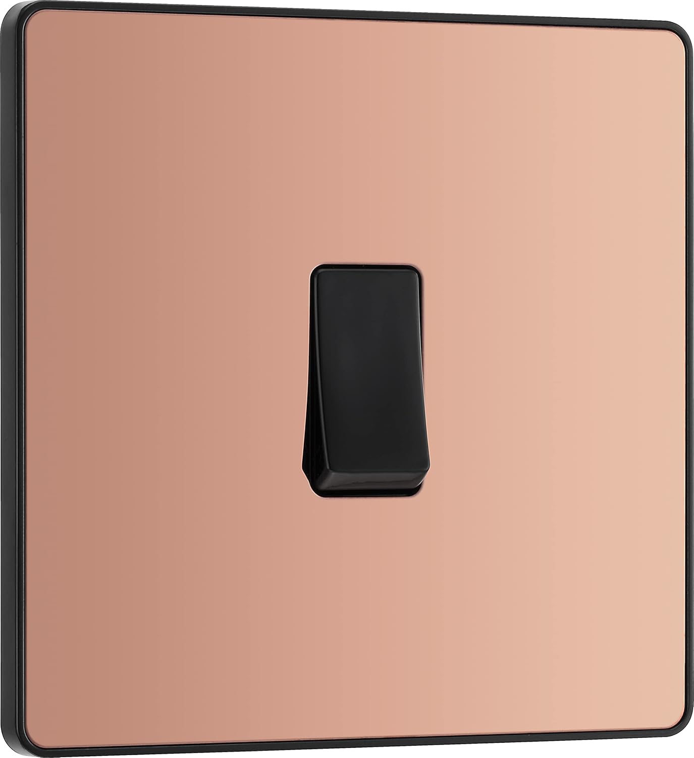 BG Electrical Single Wall Light Switch, 2 Way, Screwless Front Plate, Round Edges, Evolve, Polished Copper, 20A, 16AX, PCDCP12B