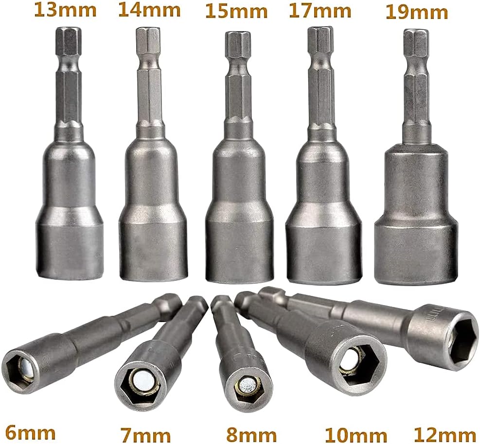 10 Pcs Magnetic Hex Socket Set 6-19mm Hex Drill Bits