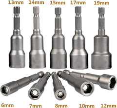 10 Pcs Magnetic Hex Socket Set 6-19mm Hex Drill Bits