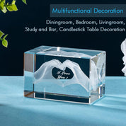 3D Crystal Love Cube Keepsake with Engraved Message, Romantic Valentine and Anniversary Gift for Him or Her