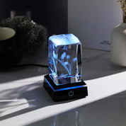 3D Crystal Tulip with Butterfly Keepsake and LED Light Base, Romantic Floral Gift for Her