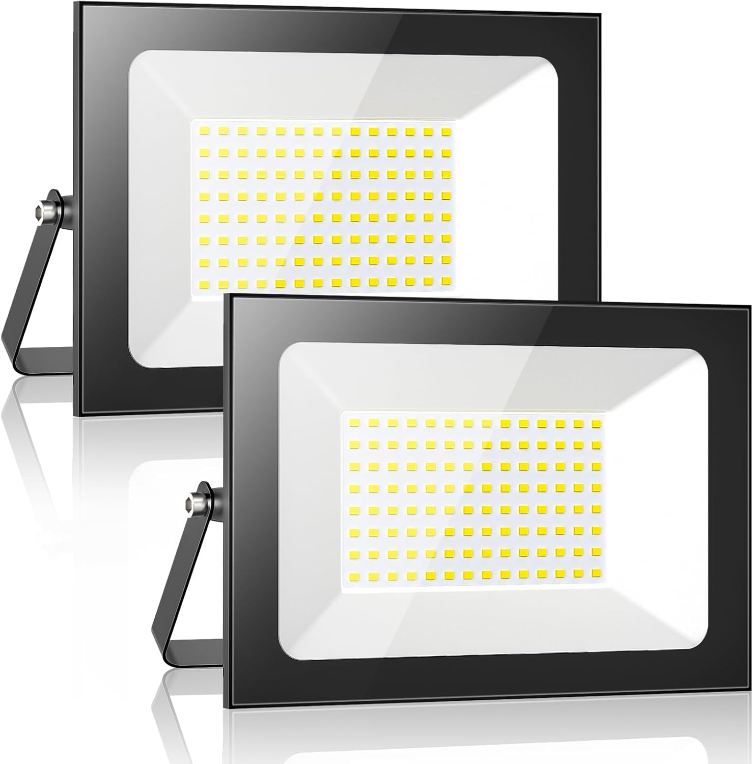 LED Floodlight Outdoor 100W Flood Lights 10000LM LED Work Light Cool White 6500K LED Security Light Waterproof IP65 Wall Light for Front Door, Warehouse, Parking Lot, Yard, Streets (2 Pack)