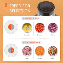 Bear 600W Food Processor & Chopper, 2L Glass + 1.8L Steel Bowl, 2 Speeds, 4 Blades