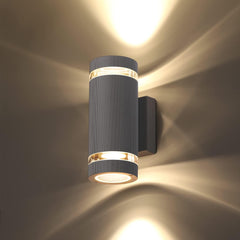 Outdoor Wall Lights Up Down, Outside Wall Lights Mains Powered, IP65 Waterproof Porch Light Lamp Modern 3000K Aluminium