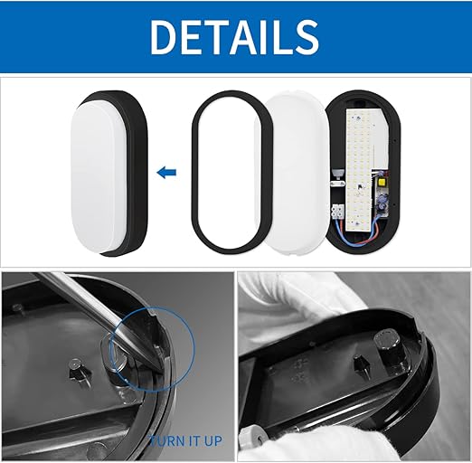 14W Black LED Oval Wall Lights