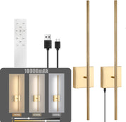 Battery Operated Wall Lights Indoor – 2 Pack USB Rechargeable LED Wall Lamps with Remote, Dimmable Gold Modern Wall Sconces