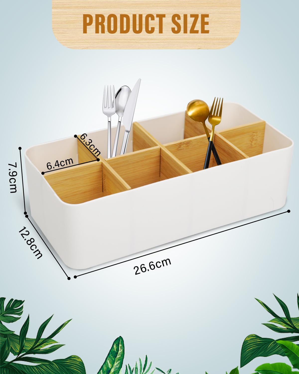 8-Compartment Desk Organiser – White Multifunctional Pen & Office Accessory Holder