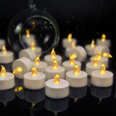 Candles:24pack Realistic LED Flickering Operated Tea Lights Steady Battery Tealights Long Lasting Electric Fake Candles Decoration for Party and Gifts Ideas