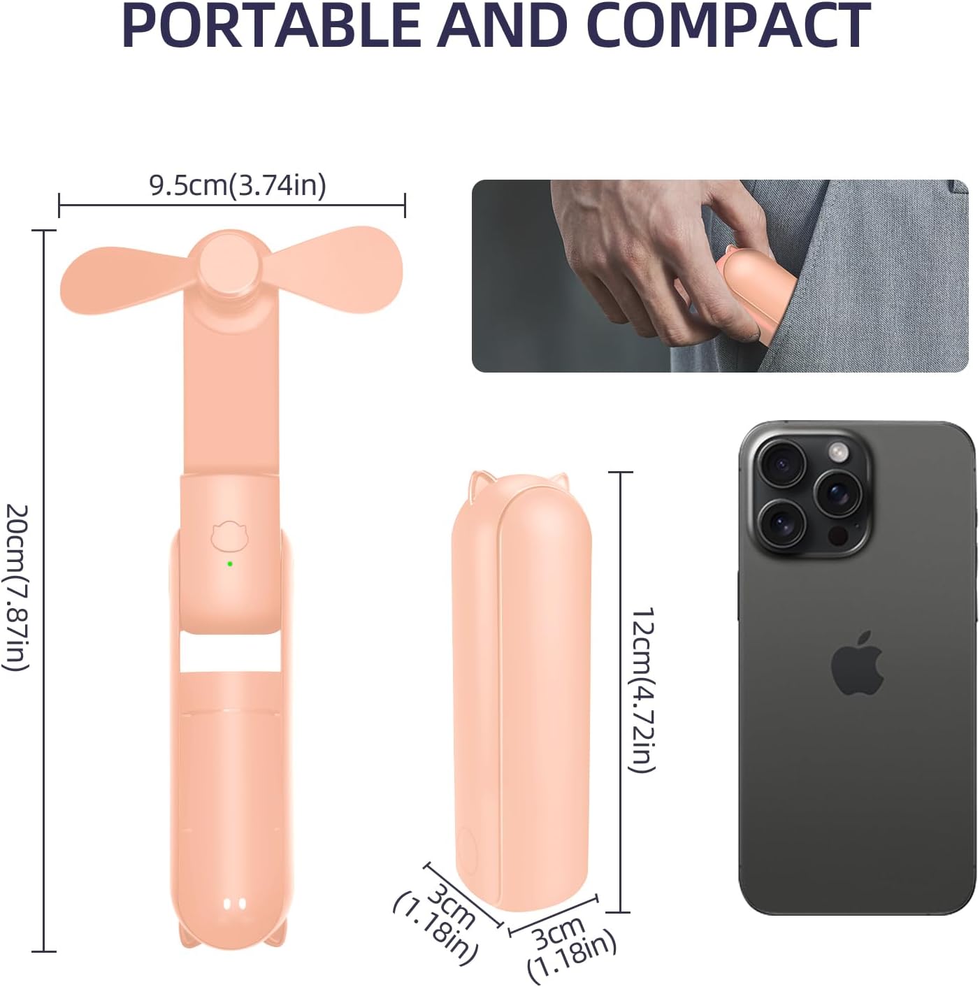 Portable Foldable Handheld Fan with Power Bank
