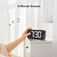 Mains Powered LED Digital Alarm Clock – Dual Alarm, Snooze, 10 Ringtones, USB Port