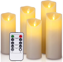 Set of 5 Real Wax Flameless Candles – 5.5