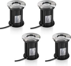 4-Pack Deep Recessed GU10 Garden Ground Path Deck Lights - IP67 Outdoor Uplighters for Driveway and Pathway