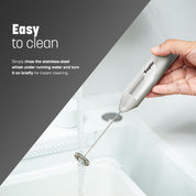 Milk Frother Stainless Steel – Portable Electric Whisk Coffee Stirrer-Silver